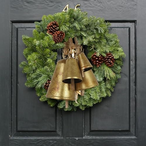 Fovths 4-Piece Christmas Cow Bells Set with 4 Sizes | Rustic Metal Hanging Decor