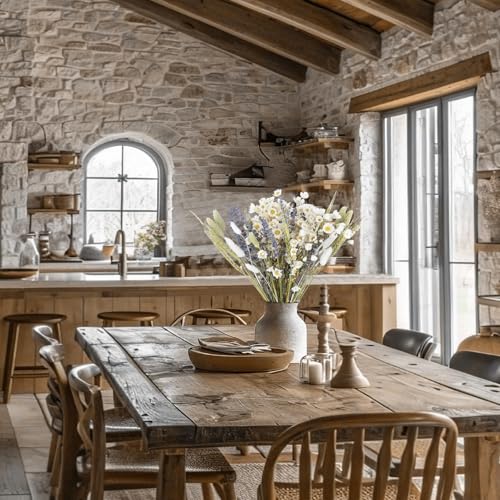 17-Inch Natural Dried Flower Bouquet for Farmhouse Table Decor
