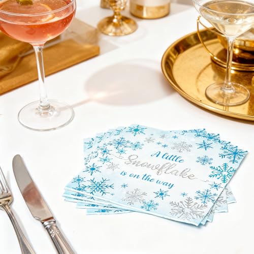 Snowflake Disposable Napkins 50Pcs for Winter Holiday Parties