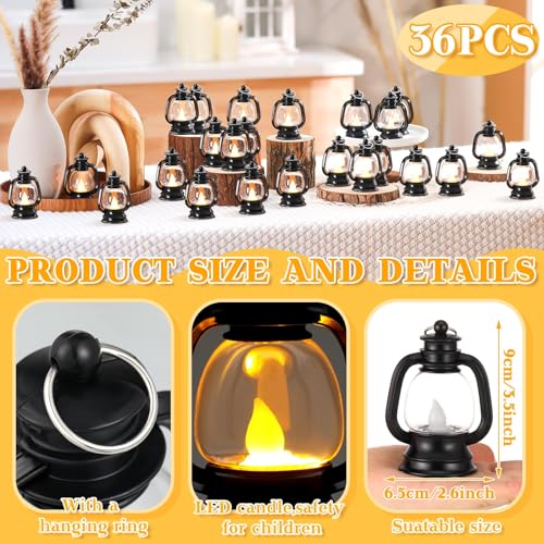 Mini Lanterns Bulk Set - 36 Black 4-Inch Decorative Candle Lanterns for Home & Party
