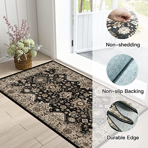 Washable Runner Rug 2x3 Non-Slip Vintage Distressed Entryway Kitchen Mat