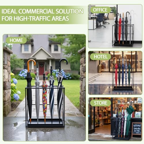Foldable Metal Umbrella Stand with Drip Tray - Space-Saving Entryway Organizer