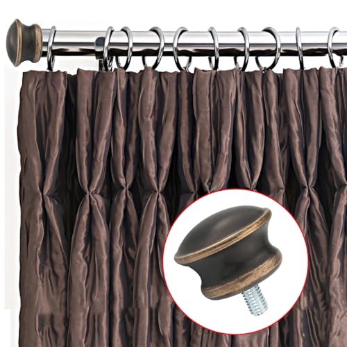 6PCS Brown Mushroom Curtain Rod End Caps, 5/8 Inch Diameter M5 Threaded