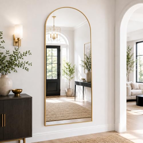 71"x26" Arched Full Length Mirror – Standing Floor Mirror with Gold Frame