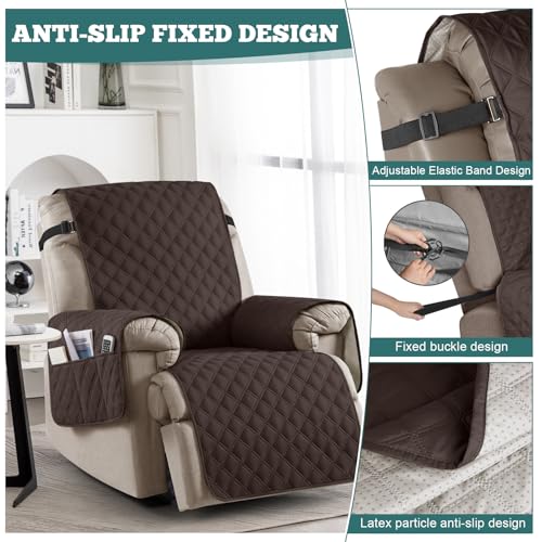 Waterproof Recliner Chair Cover with Pockets - 23" Non-Slip