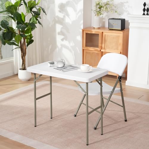 2.7ft Rectangular Folding Table, Portable HDPE Utility Table for Outdoor