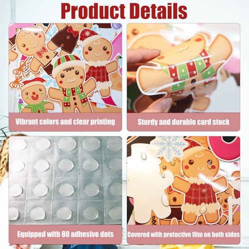 Christmas Bulletin Board Decorations Set with Borders - Gingerbread Men & House Cutouts for Classroom Holiday Decor