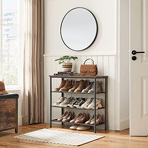 4-Tier Industrial Shoe Rack, Entryway Shoe Storage Organizer with Steel Frame