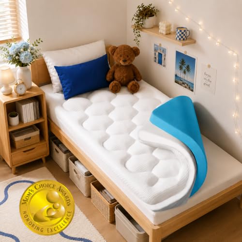 OhGeni Cooling 4 Inch Twin XL Dual Layer Mattress Topper, 2 Gel