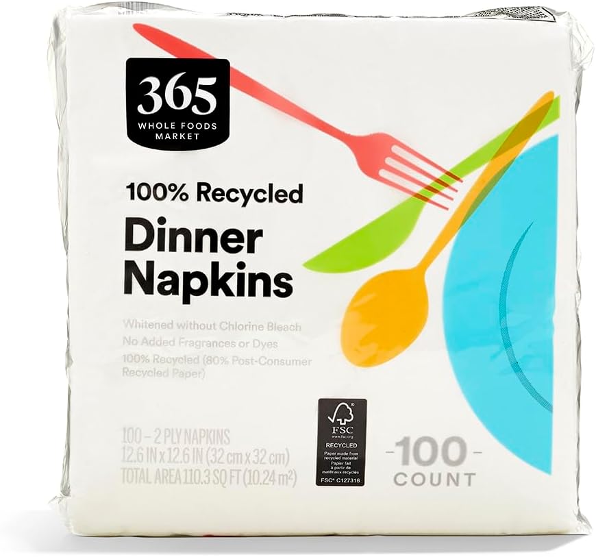 365 by Whole Foods Market | 2-Ply Dinner Napkins - 100 Count for Effortless Entertaining