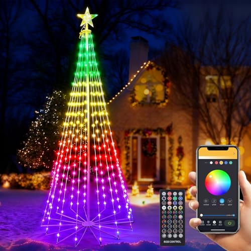 8 FT Smart RGB Christmas Cone Tree with 340 LED Lights, App & Remote Control