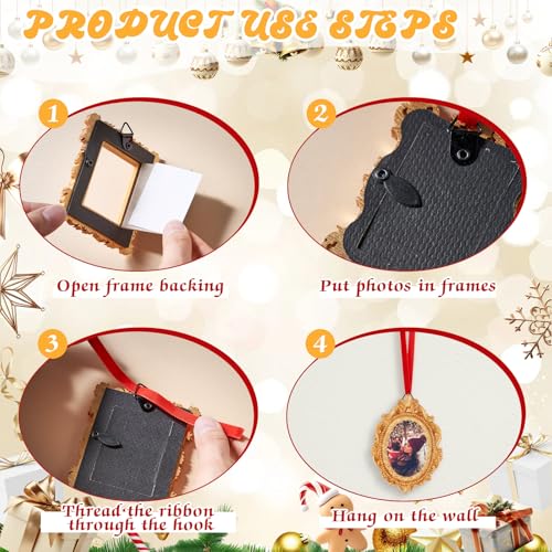 10 Pcs Mini Vintage Gold Photo Frames with Velvet Ribbon, M5-5m - Bucherry