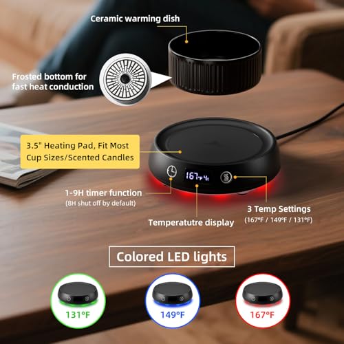 Bsigo Wax Cubes Dish with Black Warmer - 4-in-1 Candle & Coffee Mug Warmer