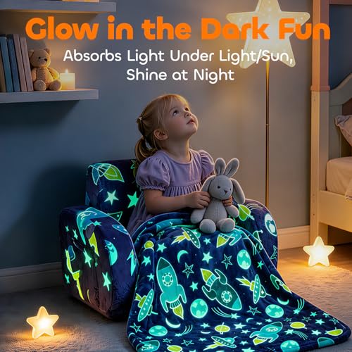 3-in-1 Foldable Kids Couch - Convertible Toddler Chair, Bed & Lounger