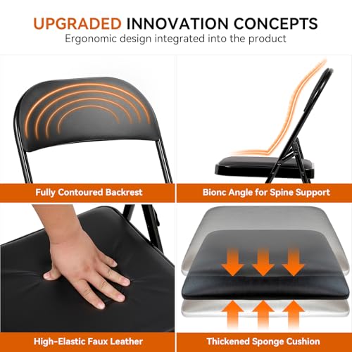 Heavy-Duty Padded Folding Chair with Steel Frame, Black