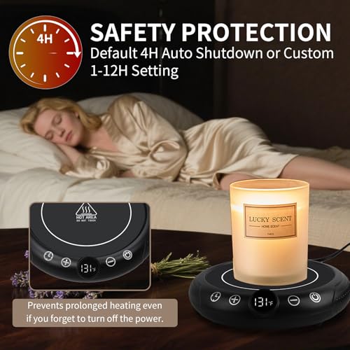 EIHO Black Coffee Mug Warmer with 8 Temp Settings, 12H Timer, Safe Auto Shut-Off