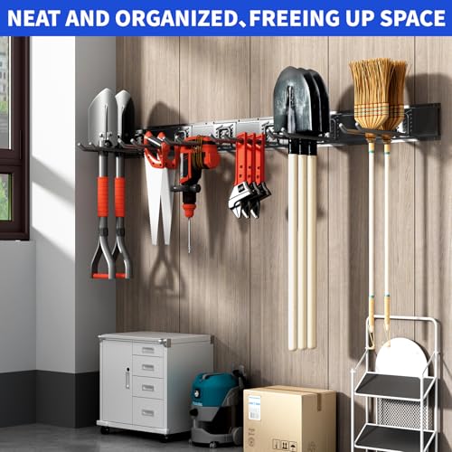 48-Inch Heavy Duty Garage Tool Organizer Wall Mount Steel Rack
