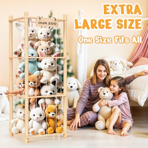 Woodure Wooden Stuffed Animal Storage Zoo & Toy Holder for Playrooms