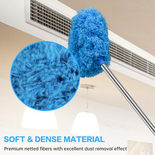 Microfiber Ceiling Fan Duster with Extension Pole (13-49.7 in) - Blue