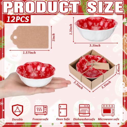 SiliFine 12 Pcs Christmas Snowflake Ceramic Favors for Guests Bulk Gifts