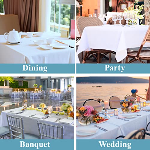2 Pack White Rectangular Tablecloth 90 x 132 Inch Polyester Table Cover