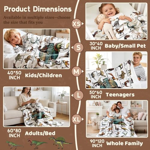 Aniruddha Dinosaur Blanket for Kids - Queen Size 60x80 Inches, Dinosaur Gifts for Boys & Girls