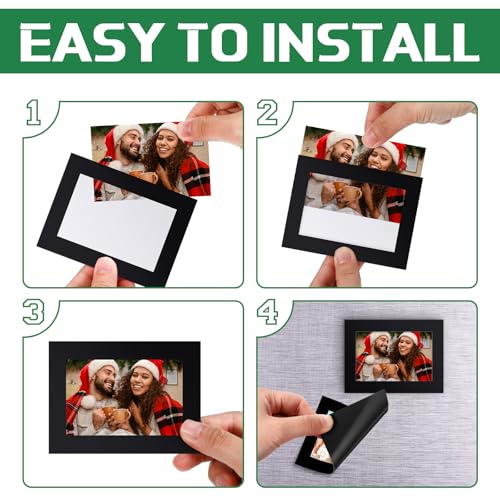 Soaoo 100 Pcs Black Magnetic Wallet Size Picture Frames for Fridge