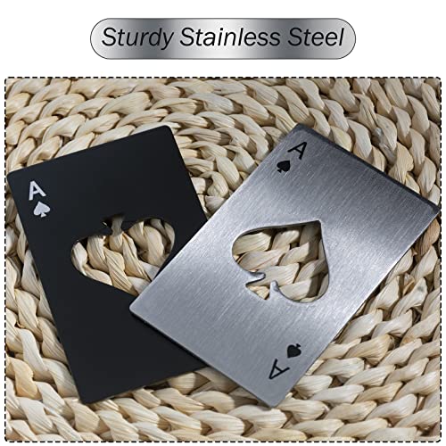 Famgee Black 6-Pack Credit Card Size Poker Bottle Openers - Stainless Steel Casino Style