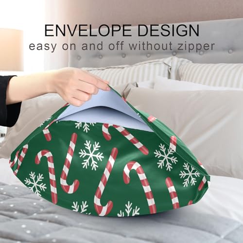 Dalzium Christmas Satin Pillowcase for Hair & Skin - Candy Canes Snowflakes, Standard 20x26