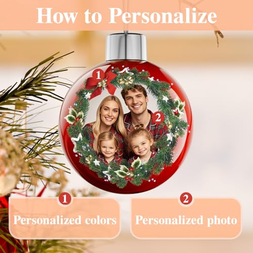 Bemaystar Personalized Photo Christmas Ornaments 2025 - Custom Xmas Ball, 1-Photo Variation