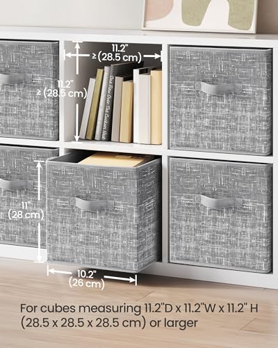 Foldable Storage Cubes Set of 6 Non-Woven Fabric Bins Gray