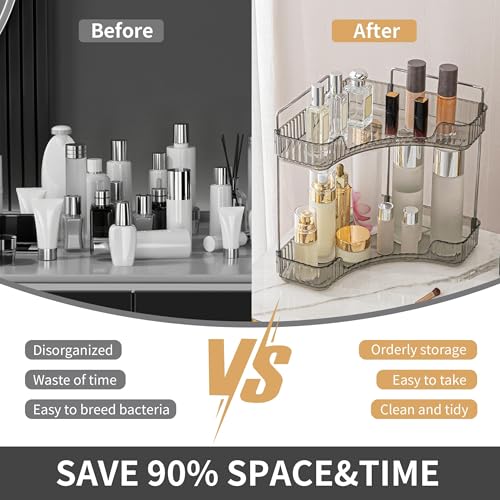 2-Tier Corner Bathroom Counter Organizer, Makeup and Skincare Vanity Shelf