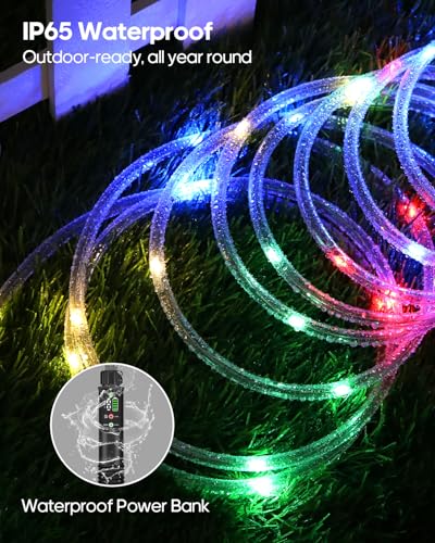 79FT Rechargeable LED Rope Lights, Portable Waterproof String Lights with Remote