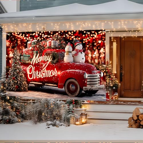 Leiweihope Merry Christmas Banner 71x43in Car Backdrop - Indoor/Outdoor Photo Studio Holiday Decor