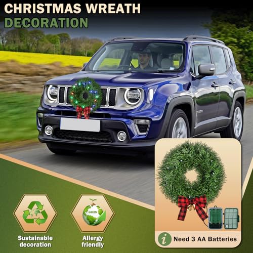 OVSOR 12 inch RGB LED Car Wreath with Remote - Decor for Car Grill