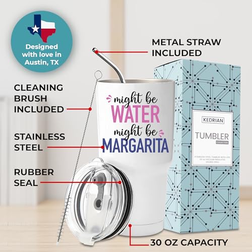 Might Be Margarita Tumbler 30oz - Funny Drinkware for Men & Women, Gift Ready