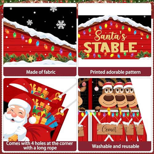 Farmhouse Christmas Door Decorations 4-Pc Set | Santa Reindeer Holiday Banner