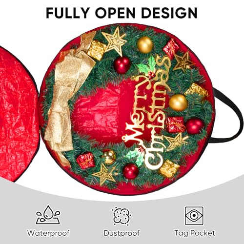 Christmas Wreath Storage Bag 2 Pack 30 Inch Grey Durable Container