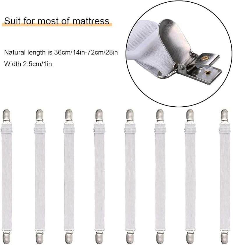 Adjustable Bed Sheet Straps Clips - Elastic Mattress Fasteners