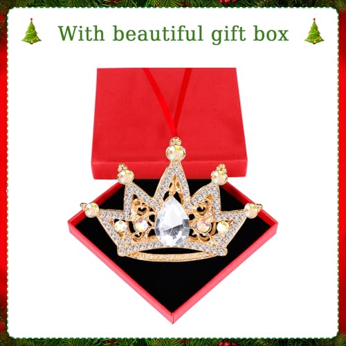 Metal Crown Christmas Ornament with Rhinestones – Decorative Keepsake