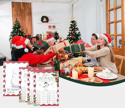 URMISU Roll a Snowman Christmas Party Game – 25 Card Dice Roll Family & Classroom Fun