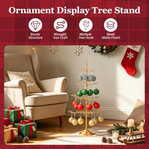 Gold 4-Tier Ornament Display Tree - Tabletop Metal Christmas Stand by XUEMEKO