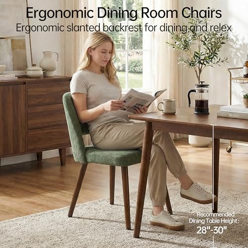 Modern Upholstered Dining Chairs, Set of 4 Green Fabric Chairs