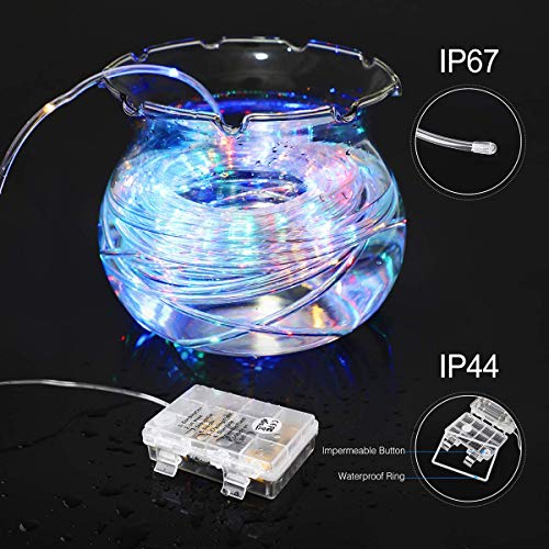 40ft LED Rope Lights, Battery Operated Fairy String Lights with Remote & Timer