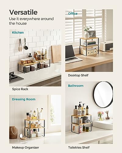 Stackable Kitchen Cabinet Shelf Risers - Set of 2 Countertop Spice Racks