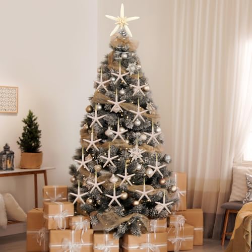 Beach Coastal Christmas Tree Decorations Set with Starfish Tree Skirt & Topper - Summer Beach Theme