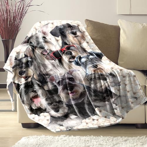 NHBTGSF Schnauzer Dog Throw Blanket 50x60 310GSM Flannel Fleece for Teens & Adults