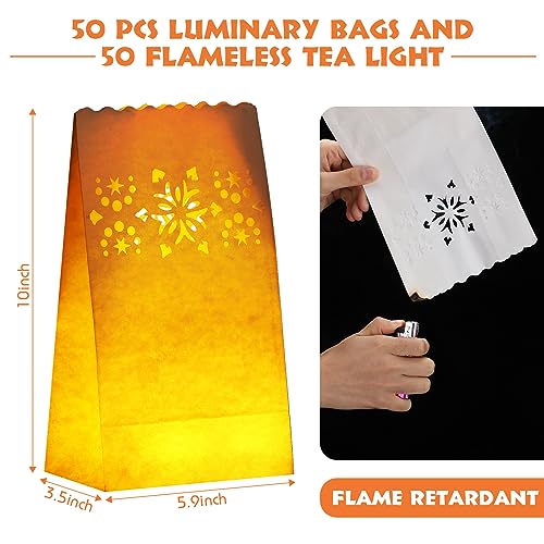 Crtiin 50 Pcs Luminary Bags with LED Tea Lights - Ethnic Style Lanterns for Parties