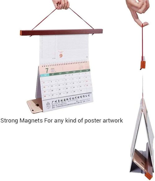 Benjia Magnetic Poster Hanger - Stylish Wooden Frame for 8x10, 8x20, 8x11 Prints | Mahogany Finish