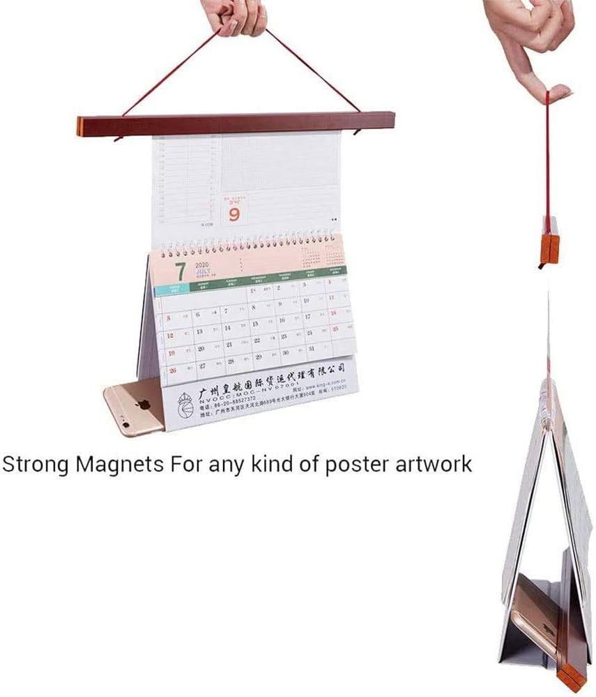 Benjia Magnetic Poster Hanger - 16" Mahogany Wooden Frame for Canvas & Artwork Display